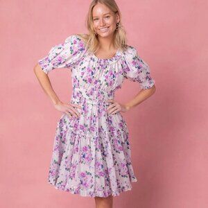 Ivy City Co Ellora dress purple and white floral cotton short dress